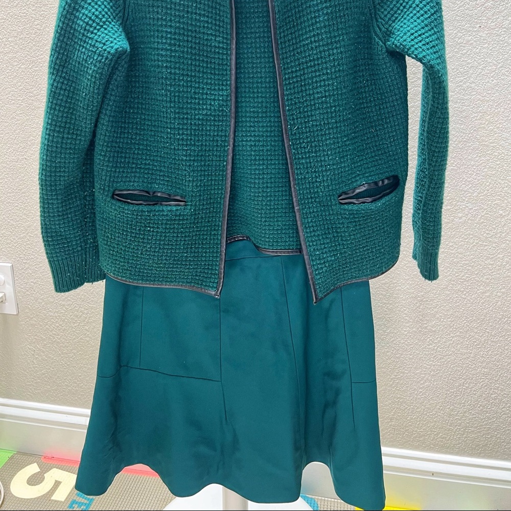 Green Vince Jacket and Green J Crew skirt size 4